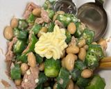 オクラと蒸し大豆とツナのポン酢和え♪作り方5写真