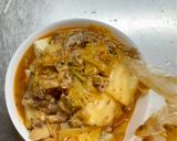 サバ缶で旨辛チゲ風豆腐作り方4写真