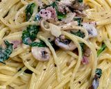 ほうれん草とベーコン、きのこのクリームパスタ作り方6写真