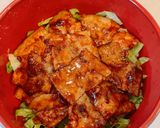 甜麺醤の甘辛味噌ダレの、豚バラ丼作り方9写真