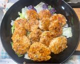 鳥ムネ挽肉と豆腐の大葉てりたまつくね作り方8写真
