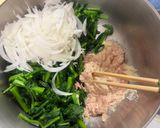 菜花(かき菜)と新玉ねぎのGツナマヨぽん作り方8写真