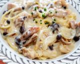 鶏モモしめじ玉ねぎのクリームパスタ作り方5写真