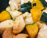 鶏肉とカボチャのあまから炒め煮作り方3写真