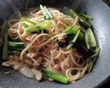ツナと小松菜の麺つゆガリバタパスタ作り方4写真