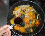 カボチャ煮物♪簡単レシピしらたき豚肉作り方7写真