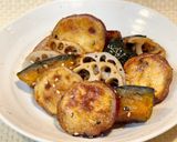 簡単時短☆さつまいも蓮根かぼちゃの甘じょっぱ焼き作り方6写真