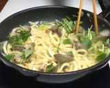 アサリと三葉の焼きうどん作り方10写真