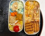 レンジ簡単洋風梅キムチ麻婆味炒飯弁当作り方16写真