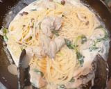 牡蠣のクリームパスタ　パリパリチーズ乗せ作り方7写真