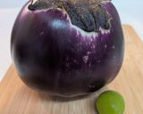 大きい丸ナスdeごちそうなすステーキ作り方1写真
