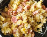 身近な食材だけで魚肉ソーセージ炒飯レンジ作り方2写真