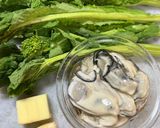 牡蠣と菜花のバターゆずぽん酢炒め作り方1写真