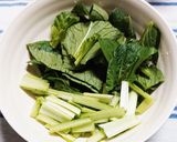 小松菜と厚揚げのピリ辛ひき肉あんかけ作り方1写真