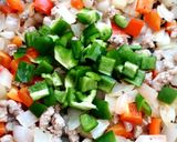 エスニック風パプリカとピーマンのひき肉丼作り方2写真