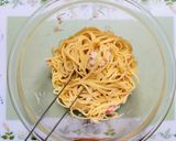 簡単正月昼食・夕飯！カニ水菜和風パスタ作り方5写真