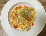 ひき肉とパプリカのラグービアンコパスタ作り方5写真