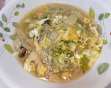 白菜・海老・キノコのかき玉中華スープ作り方6写真