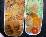 レンジ簡単クリーミー中華丼味炒飯弁当作り方16写真