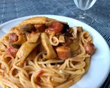 エリンギとソーセージトマトクリームパスタ作り方5写真