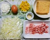 節約簡単昼食！豚厚揚げコーンキャベツ焼き作り方4写真