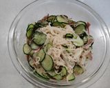 夏の小鉢　胡瓜と茗荷のごまドレ素麺作り方4写真