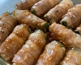 レンジで簡単⭐︎梅ダレでニラの肉巻き作り方9写真
