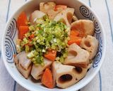 レンコンと鶏肉・にんじんの白みそマスタード和え作り方9写真