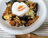 とろ～り温玉チーズ♪お月見茄子ミート丼作り方6写真