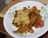 不器用残りカレーで焼きそば作り方3写真