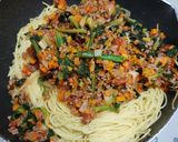 牛ミンチと野菜のトマト煮込みスパゲッティ作り方11写真