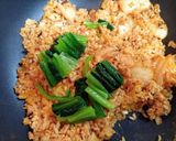 時短昼食・今日の夕飯小松菜納豆キムチ炒飯作り方6写真