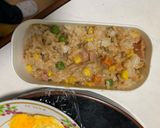 レンジ簡単洋風梅ガパオ味オムライス弁当作り方8写真