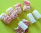 角切り大根の豚バラ肉巻き うずらの卵添え♪作り方1写真