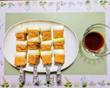 簡単おつまみ！厚揚げと長ネギの焼き鳥風作り方3写真