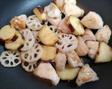 簡単夕飯昼食！薩摩芋と蓮根と鶏肉マスタード炒め作り方10写真