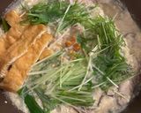 水菜と豚肉の豆漿鍋（トウジャンナベ）作り方3写真