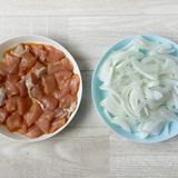 とろとろ玉ねぎのガリバタチキン丼作り方1写真