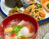 玉ねぎと揚げと落とし玉子のお味噌汁〜♪作り方5写真