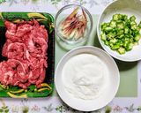 夏の夕飯簡単長芋オクラ牛すき冷やしうどん作り方2写真