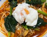 酸っぱいキムチの温かいそうめん作り方9写真