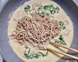 海老ブロッコリー和風クリーム蕎麦パスタ作り方7写真
