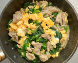 豚コマとほうれん草の卵炒めからのポパイ丼作り方8写真
