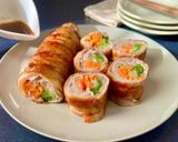 にんにくだし醤油で、野菜の巨大肉巻き作り方8写真