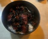 マグロのニンニクわさび海苔だれ丼作り方3写真