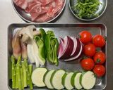 ワンパン♪夏野菜と豚肉の彩り南蛮漬け作り方1写真