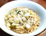 青梅塩麹漬けセロリとホタテ缶の半湯麺　作り方11写真