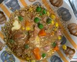 レンジ簡単クリーミーチャプチェ味炒飯弁当作り方5写真