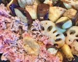 ナスとれんこん、豚ひき肉の甘辛ごま味噌炒め。作り方3写真