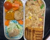 レンジ簡単中華風キムチ餃子味炒飯弁当作り方16写真